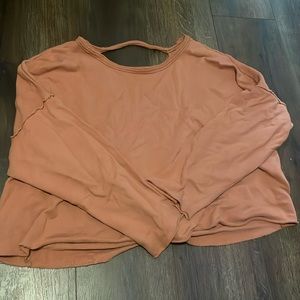 AERIE- CREWNECK- BURNT ORANGE- OPEN BACK- TWIST DETAIL- SIZE L